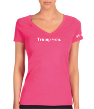 Load image into Gallery viewer, WHOLESALE Women's V-neck Trump won. 45-47 T-shirt