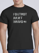 Load image into Gallery viewer, Foxtrot Juliet Bravo T-shirt (INCLUDES 3 FREE STICKERS)
