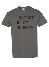 Load image into Gallery viewer, Foxtrot Juliet Bravo T-shirt (INCLUDES 3 FREE STICKERS)
