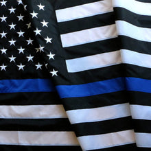 Load image into Gallery viewer, Heavy Duty Nylon Thin Blue Line 3&#39; x 5&#39; Embroidered Flag
