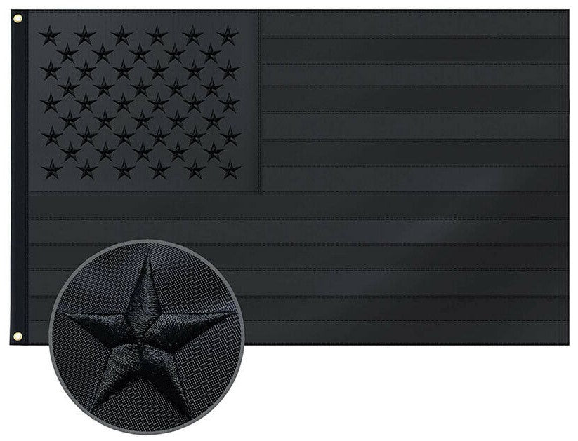 Never Surrender Black USA  Embroidered Flag 3x5ft