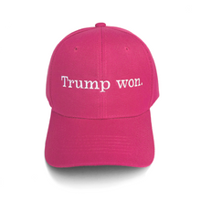 Load image into Gallery viewer, Trump won. Structured Hat  Blk/Pink/Red
