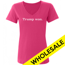 Load image into Gallery viewer, Trump Won.- PINK/RED/BLACK-Women&#39;s V-neck WHOLESALE T-shirts
