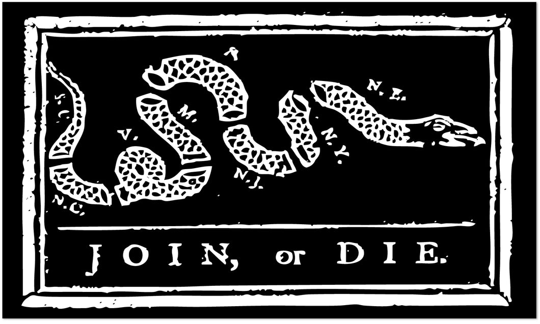 Join or Die by Ben Franklin 1754 Sticker