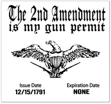 Load image into Gallery viewer, The 2nd Amendment is my Gun Permit Sticker
