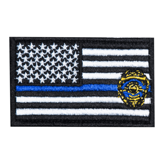 Thin Blue Line + Badge Embroidered Velcro Patch