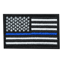 Load image into Gallery viewer, Thin Blue-Line Flag Embroidered Velcro Patch
