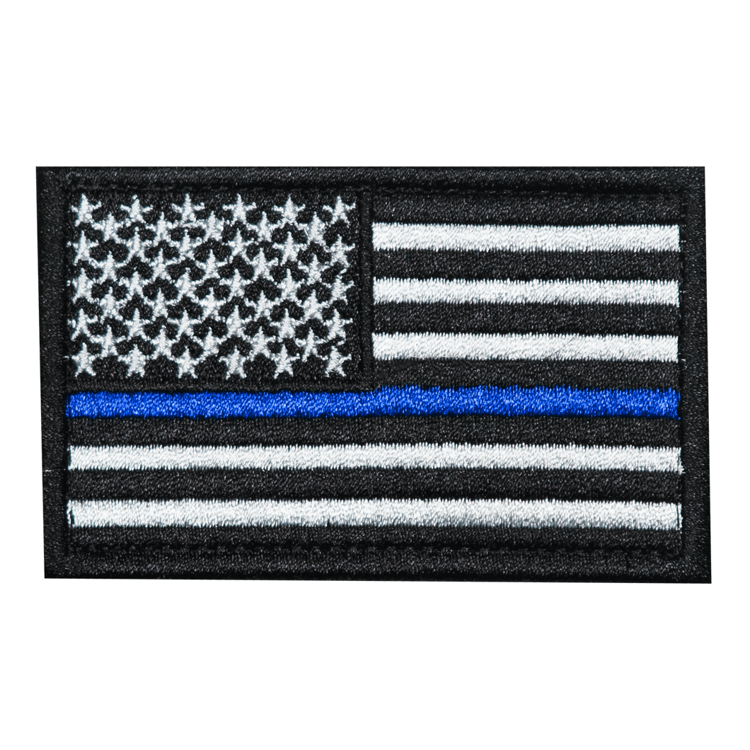 Thin Blue-Line Flag Embroidered Velcro Patch