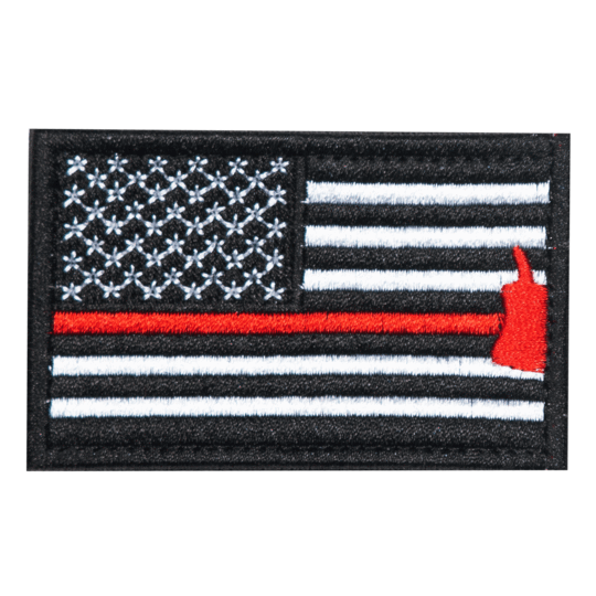 Red Line Flag + Fireman Axe  Embroidered Velcro Patch